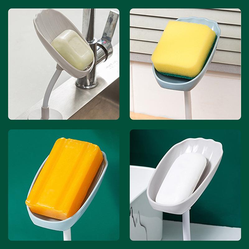 Creative Leaf-shaped Soap Box Perforated Free Standing Suction Cup Drain Bathroom Storage Soap Rack Laundry Soap Box