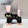 Porta Spazzolino Compatto, Forma di Gatto con Foro di Drenaggio, Impermeabile Resistente alla Muffa Organizer in Ceramica a Doppio Foro per Accessorio da Bagno