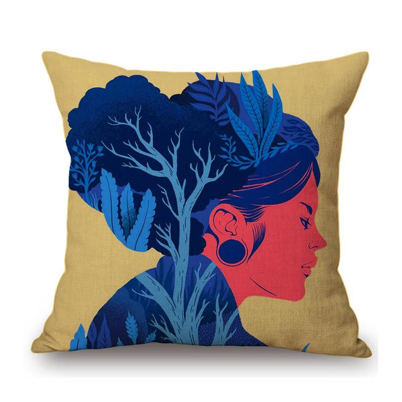 Surrealism Portrait Funky Cartoon Art Kiss Unique Illustration Cotton Linen Sofa Bench Throw Pillow Case Home Cushion Cover