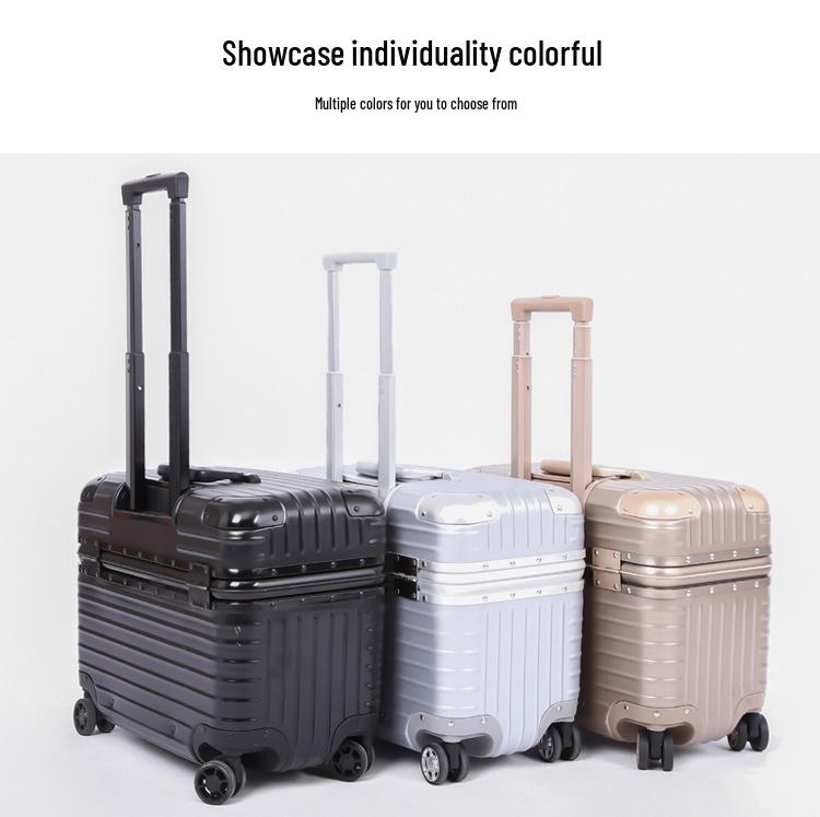 18-Inch Flip-Top Carry-On Suitcase with 20-Inch Aluminum Frame, Universal Wheels, and Small Lock for Men and Women