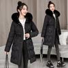 Lightweight fluffy hooded fur collar to keep warm against the cold loose mid-length high quality fabric jacket cotton coat coat