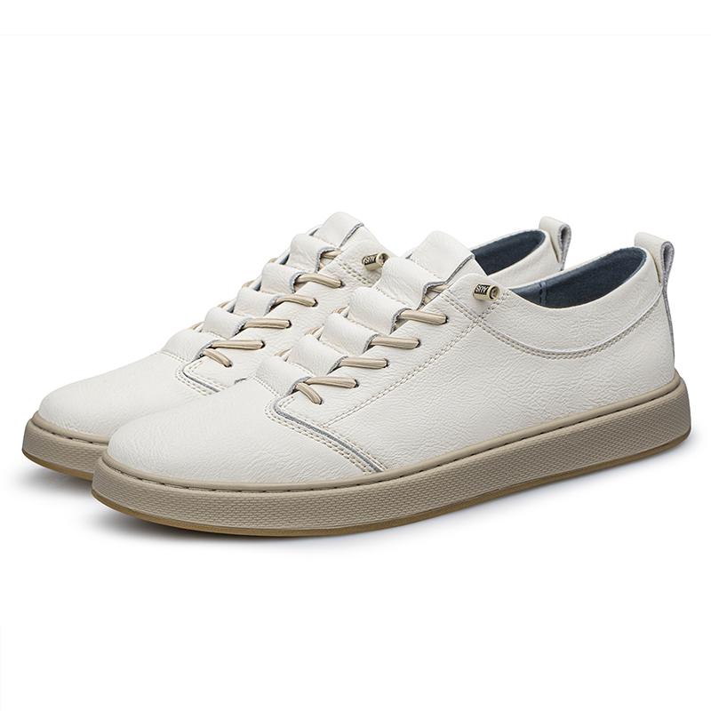 Genuine Leather Casual Shoes British Style Men's Lace Up Outdoor White Sneakers Office Men's Dress Shoes Large Size 37-47 Comfy