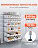 7-Tier Rolling Bin Storage Rack, 24 Organizer Bins, Bin Rack Storage Steel Wire Shelving System with Wheels, Mobile Tool Organizer for Garage,