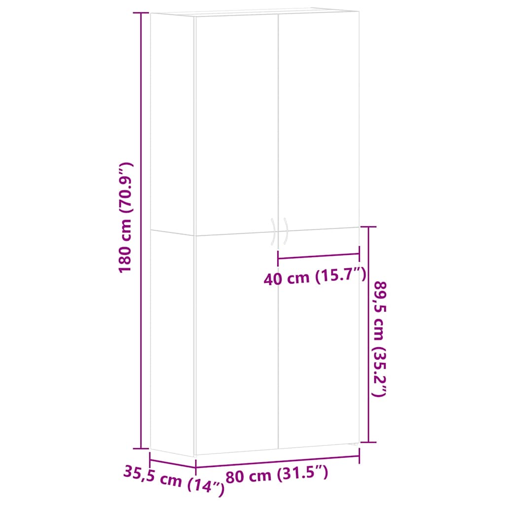 Shoe Cabinet with Shelf Brown 80 x 35.5 x 180 cm Particleboard