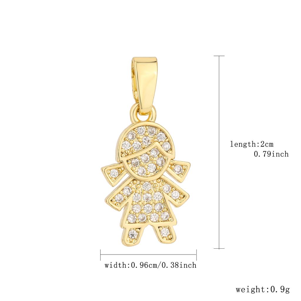 14K Gold Plated Gift Brass Jewelry Hypoallergenic Cute Boy Girl Charms Pendant DIY Fashion Gift Zircon Accessories