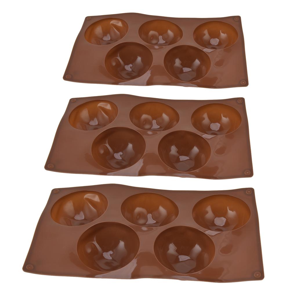 3 Stück Backform Lebensmittelqualität Runde Form 5 Löcher Silikonformen für Pralinen Kekse Gebäck