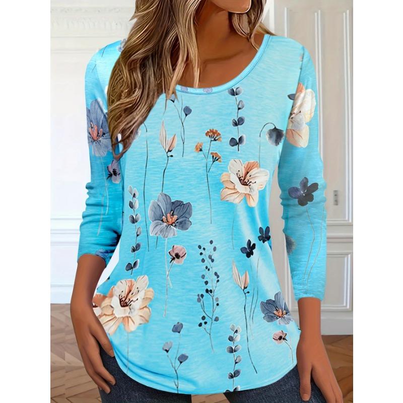

Футболка с длинным рукавом и ярким цветочным принтом 3D, модный узор, женская одежда, повседневная одежда y2k, женская одежда Harajuku 5XL