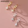 ANENJERY Zircon Flower Pendant Hoop Earrings for Women Simple Fashion Huggies Jewelry Aretes