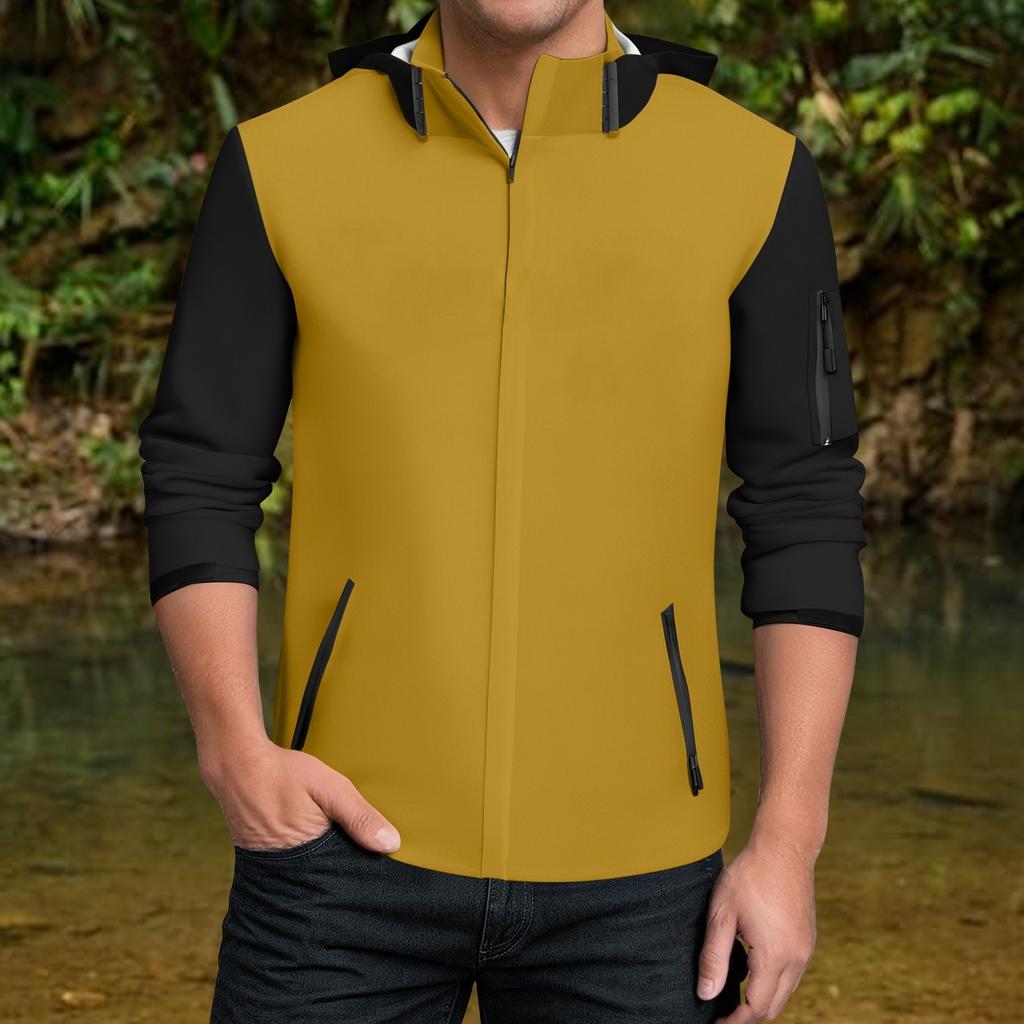 Rain Jacket Men Waterproof Windbreaker, Lightweight Hooded Raincoat For Daily Casual