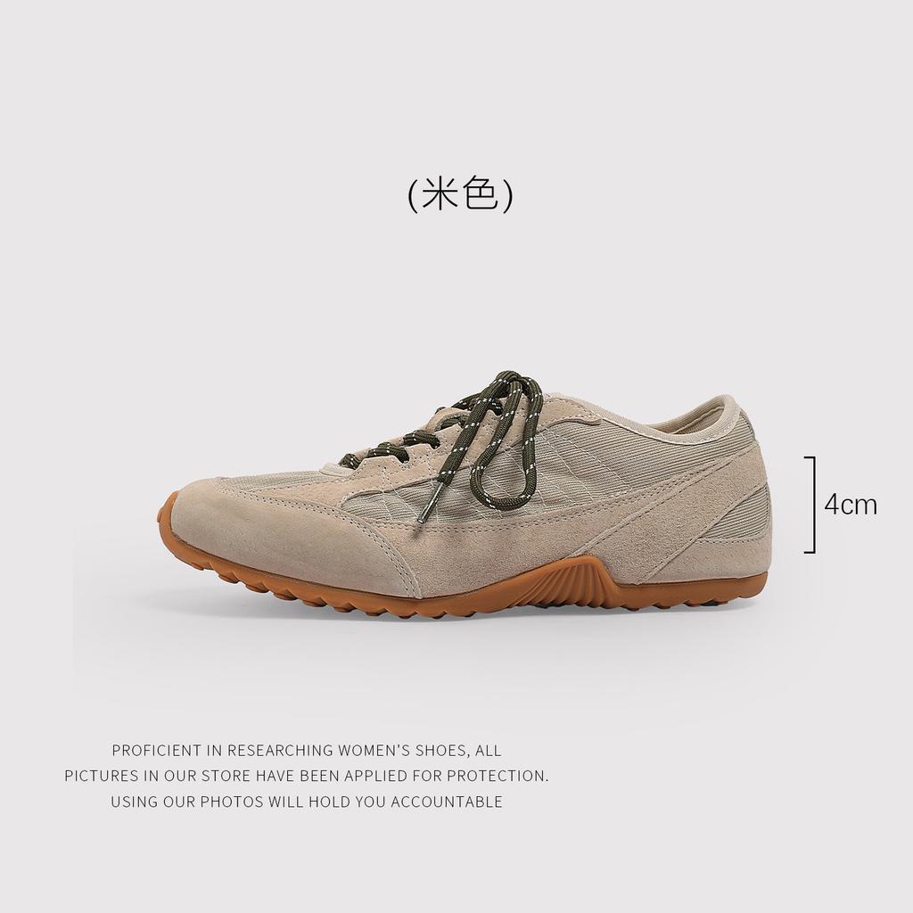 4 Cm Height Increase - Color Matching Thick-Soled Agande Training Shoes Women'S Summer Breathable Casual Lace-Up Versatile Sports Shoes