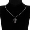 Women Sparkling Stone Cross Pendant Necklace Elegant Minimalist Faith Inspired Chain