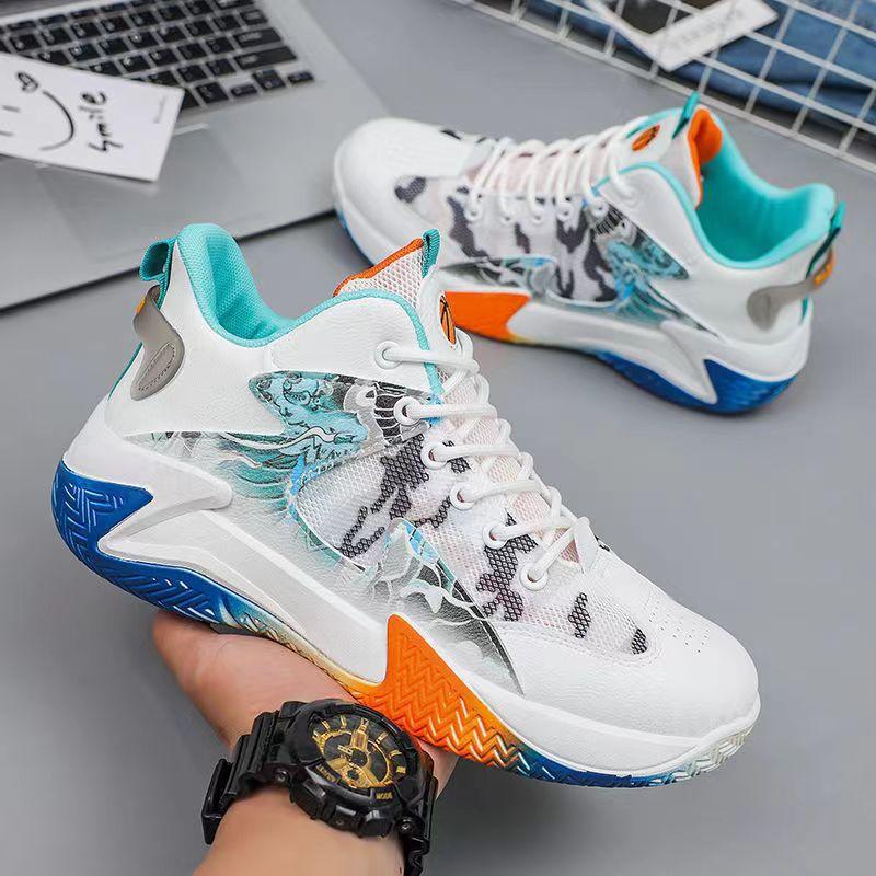 New Summer Men's Basketball Sports Shoes Breathable Mesh Lace-up Student Running Shoes Comfortable and Versatile