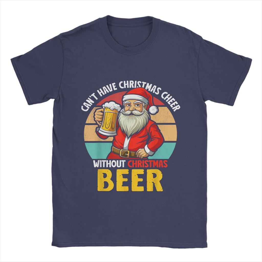 Men Christmas and beer T Shirt  100% Cotton Tops Creative Short Sleeve Crew Neck Tee Shirt Graphic Printed T-Shirts