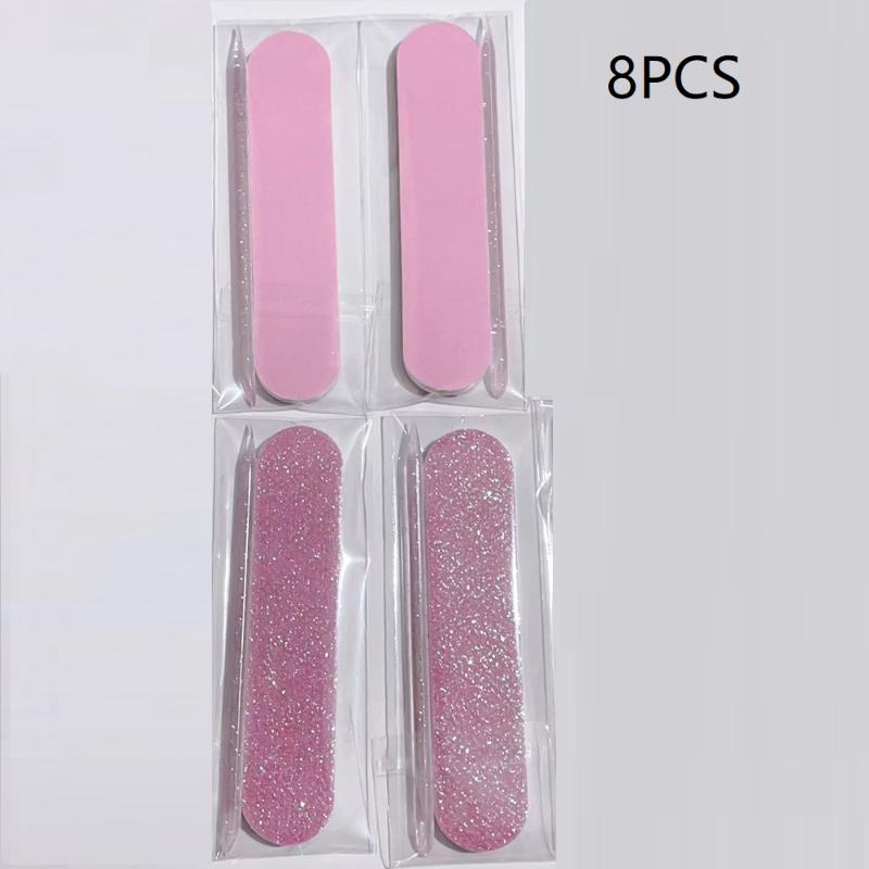 

8/12 Pcs Glitter Nail Care Kit - Heart-Shaped Buffer, Crystal Rod, And Double-Sided File For Nail Art And Pedicures 8PCS розовый