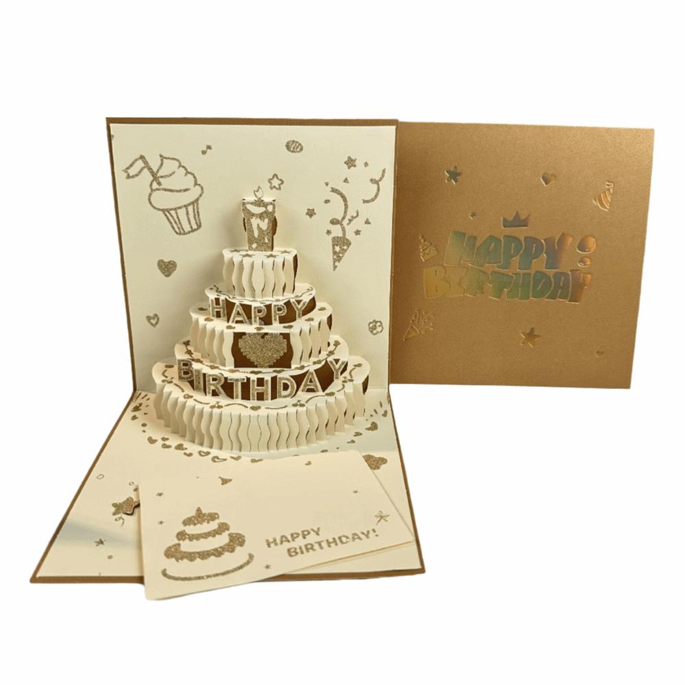 3D Light Birthday Cake Cards with Musical Gift Message Cards Birthday Card  Birthday Party Supplies