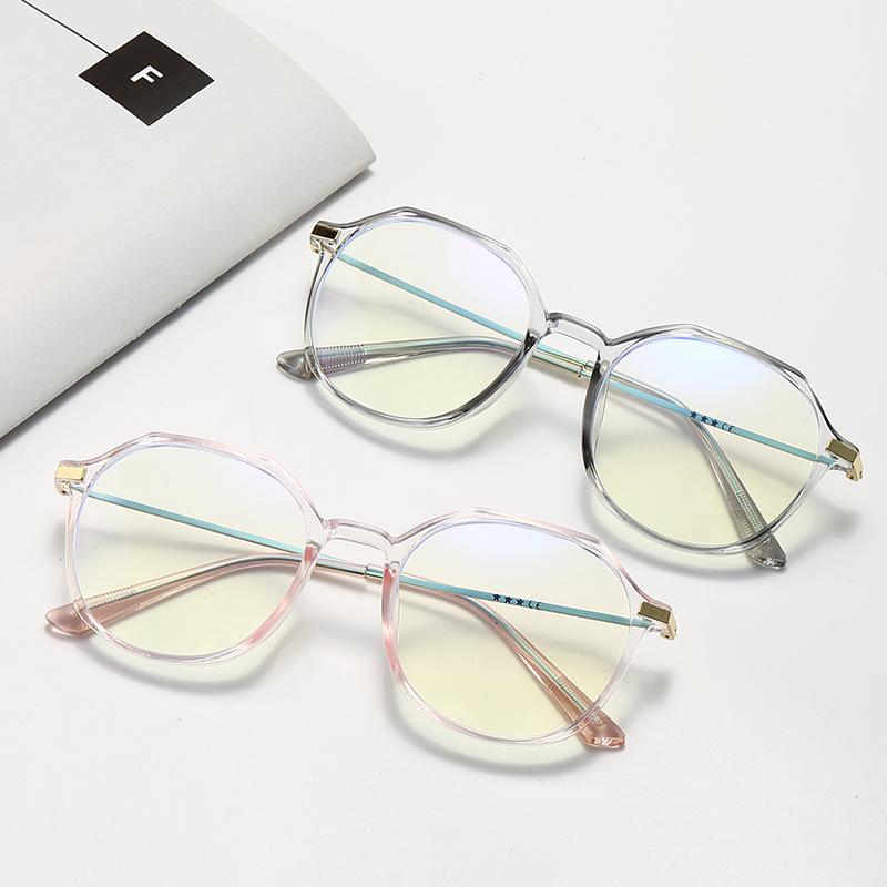 Girls Polygon Blue Light Blocking Glasses Large Frame Nearsighted Eyewear -50 To -600 Myopia Glasses