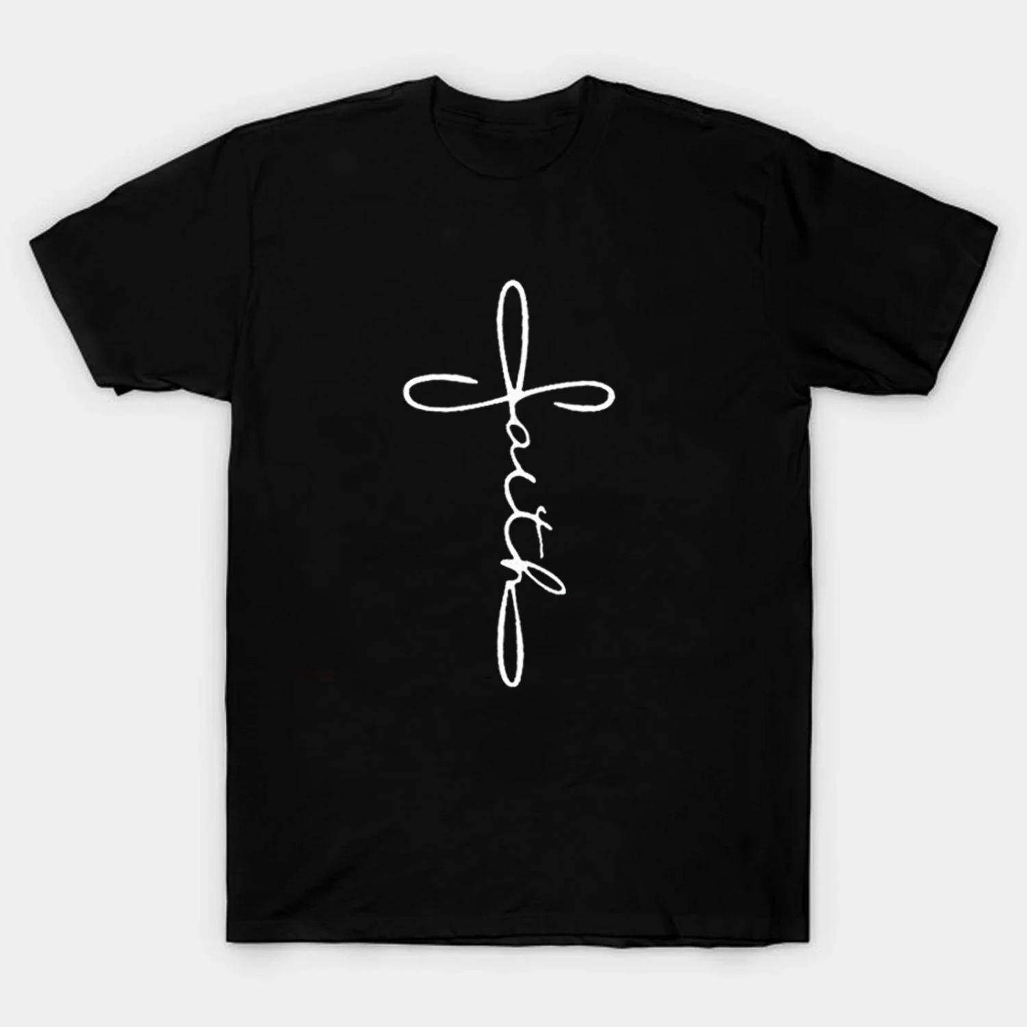 

Novel Religious Christian Faith Cross T-Shirt Short Sleeve Casual 100% Cotton O-Neck Summer Mens T-shirt Size S-3XL XXXXXL чорний