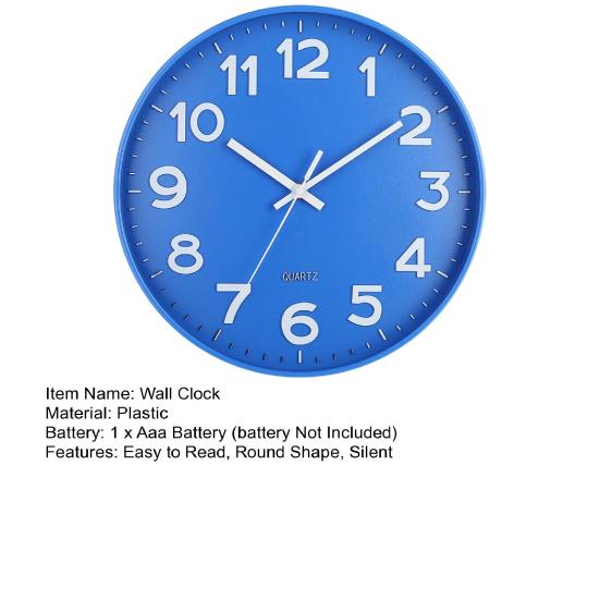 12 İnç Duvar Saati Yüksek Hassasiyetli Pille Çalışan Kolay Okunabilen Sessiz Geçmeyen Kuvars Saat Duvar Sanatı Dekorasyon