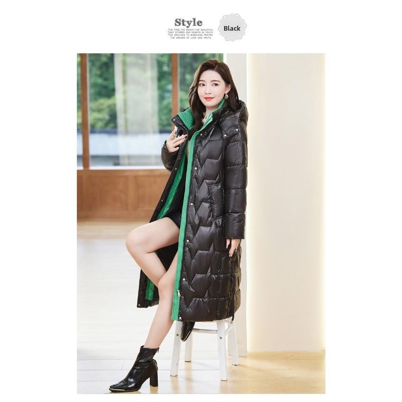 Women's cotton-padded clothes, winter medium and long over-knee glossy leave-in, thickened, slim and thin, warm cotton-padded jacket