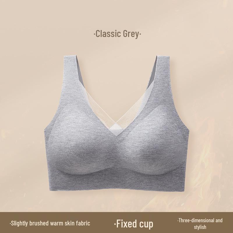 Women's Seamless Push-Up Bra - Anti-Sagging, Brushed Warm, Wirefree, Autumn/Winter, Fixed Cup