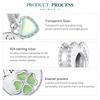 Bamoer 925 Sterling Silver Čtyřlístek Závěsný korálek Zelené srdce přívěsek Přívěsky pro ženy Náramek DIY jemné šperky