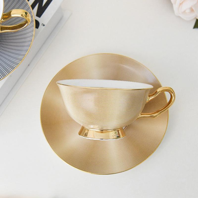 an Coffee Mug Set Bone China Ceramic Tea set Marble stripe Luxury Gifts Porcelain Drinkware Tea cups Couple Cup Gift box