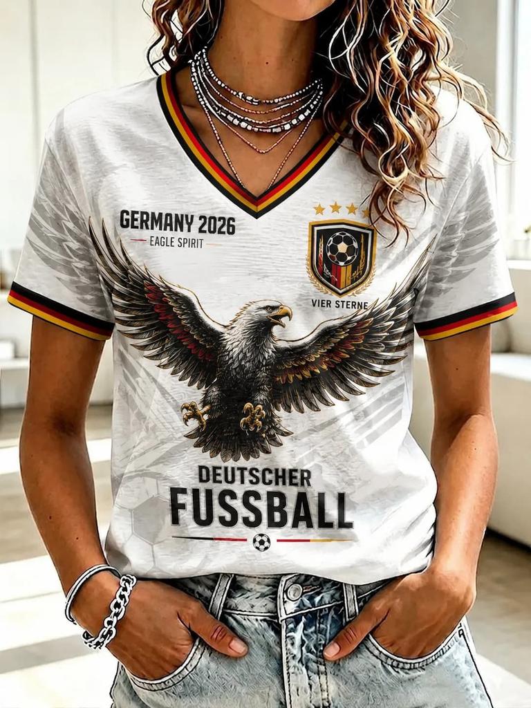 Geometric Germany jersey Tee Trim Sleeve Deutschland 2026 Soccer Supporter Casual Sport Short Sleeve T Shirts Family Matching