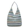 2023 Trendy Women's Large Capacity Textured Straw Tote & Shoulder Beach Bag