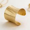 Exaggerated Wave Texture Wide Band Bracelet - Fashionable Long Street Style Accessory