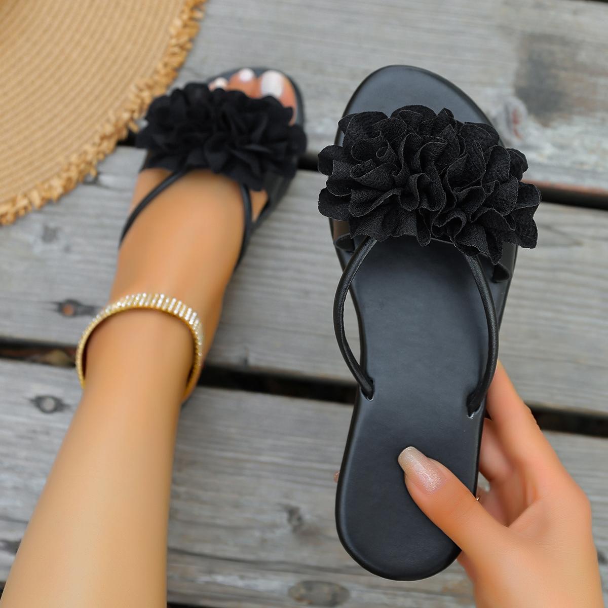 

Модные женские шлепанцы-балетки с цветочным принтом, повседневная обувь для ходьбы, женские летние модные сандалии для платья, уличные неглубокие шлепанцы, домашние тапочки для женщин 36 чёрный