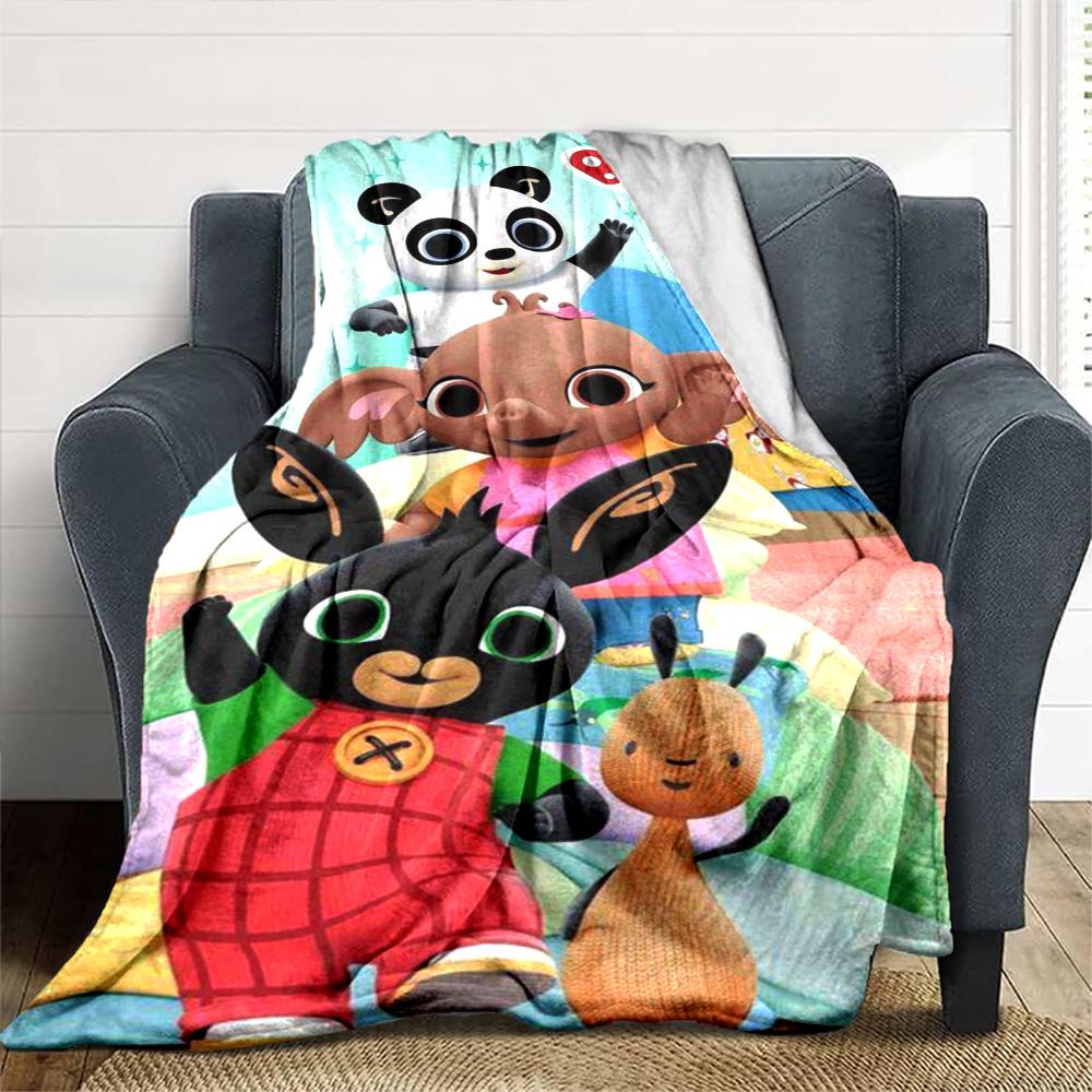 Bing Cartoon Print Flannel Blanket High Quality Warm Comfortable Cover for All Seasons Perfect for Gifts Home Decor