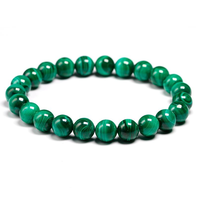 AAAAA naturligt malakitarmband kvinnor smycken natursten stretch par armband för män Malakit pärlor armband