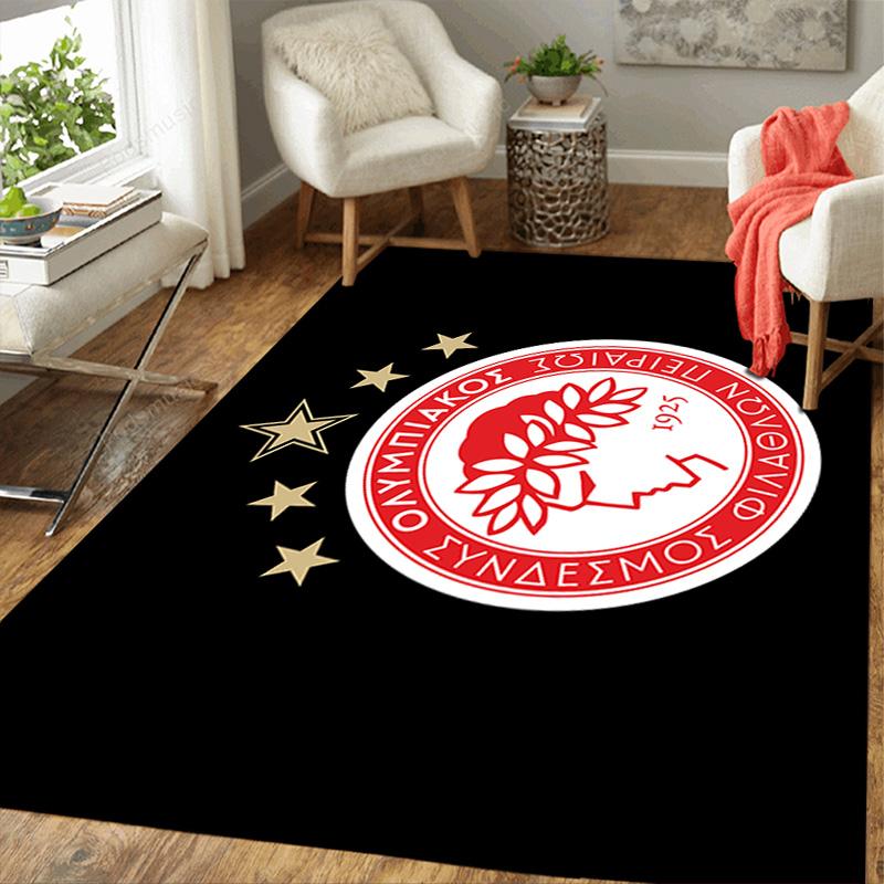 Olympiakos Piräus Muster Teppich Fußmatte für Wohnzimmer oder Schlafzimmer Weicher und Bequemer Teppich ein Geschenk für Geburtstag und Feiertag.
