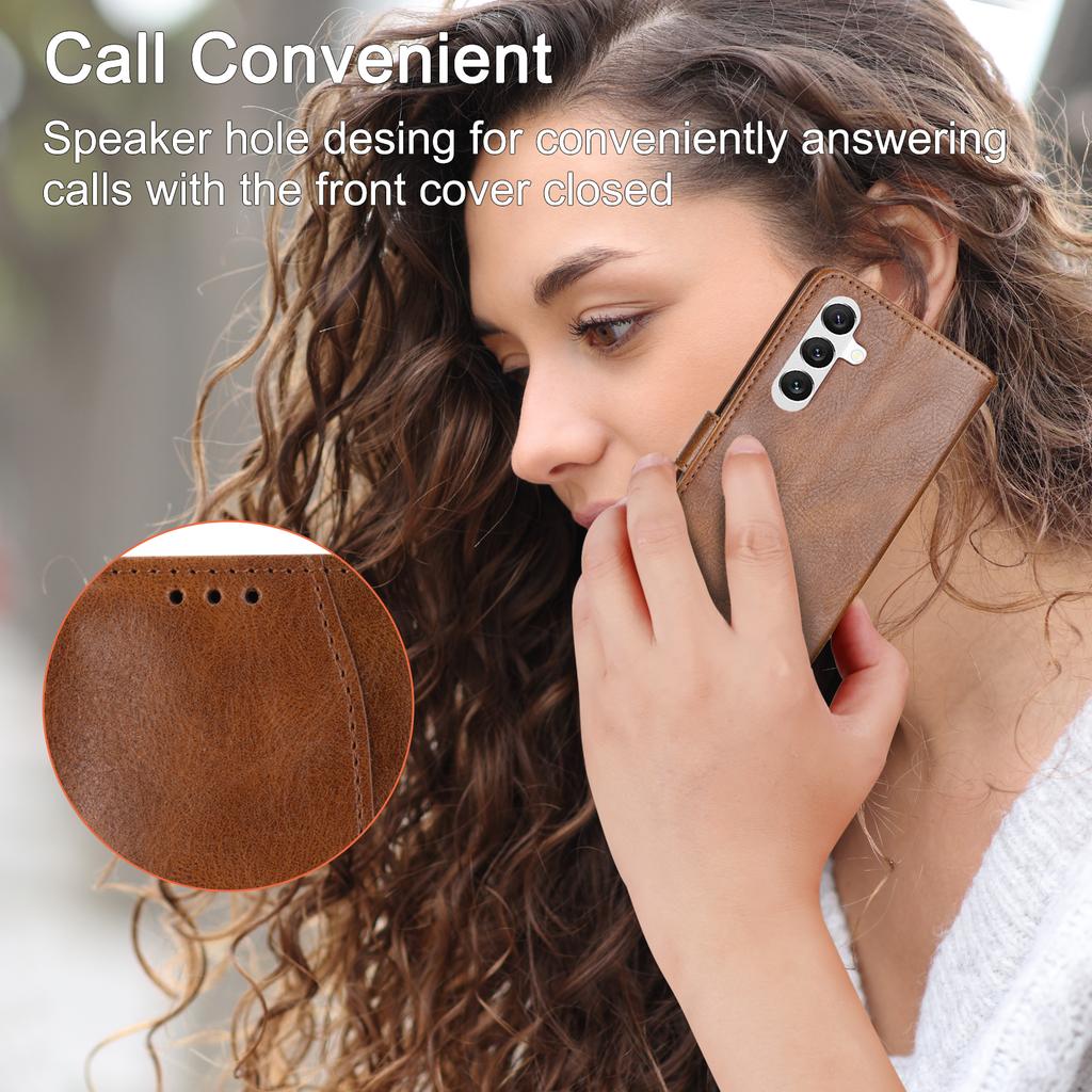 For Samsung Galaxy A37 5G Case Zipper Pocket Leather Phone Cover with Crossbody Shoulder Strap