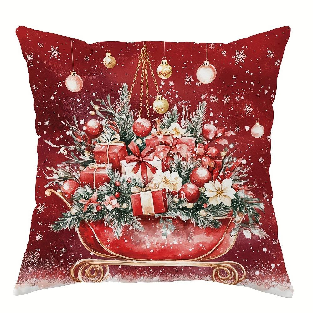 Christmas Decoration Pillowcase Santa Claus Snowman and Gift Pillow Cover Sofa Cushion Suite Room New Year Home Decoration