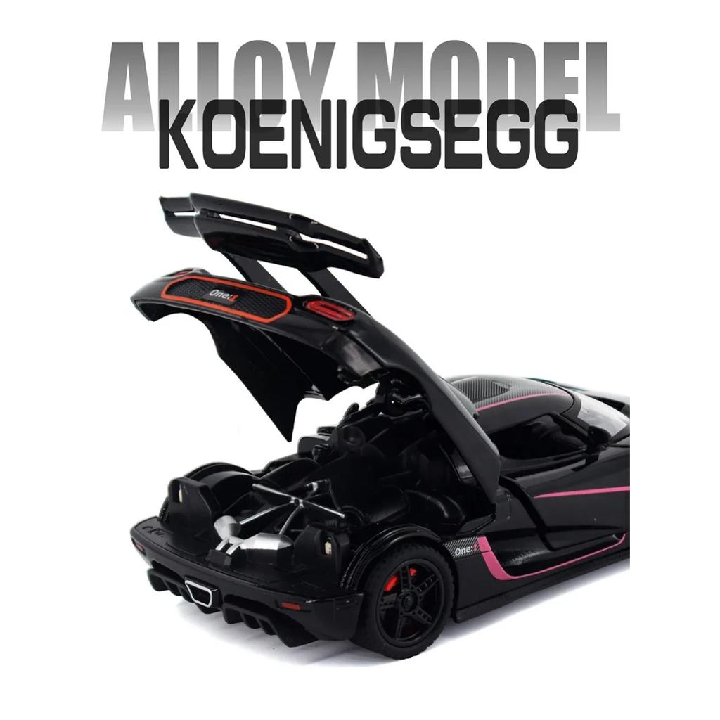 1/32 Koenigsegg ONE 1 Legierungs-Sportwagenmodell Druckguss-Metall-Rennfahrzeuge Modellsimulation Ton und Licht Kinderspielzeuggeschenk