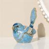 Für Ringe & Halsketten Mini Schmuckorganizer Klappbare Blaue Vogel Schmuckschatulle Exquisit Handbemaltes Emaille Strasssteinverziert