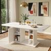 Table de Salle à Manger Extensible 140/180 * 80 cm, Convient pour 6-8 Personnes, Avec Espace de Rangement, Plateau Épaissi, Style Scandinave, Blanc
