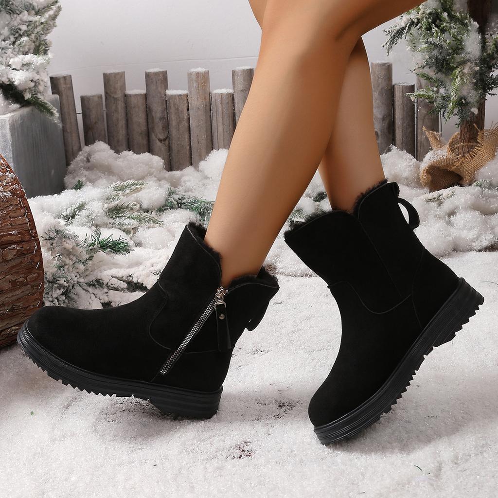 Fashion Snow Boots Women's Winter New 2025 Korean Edition with Velvet Warm Cotton Shoes Women's Boots