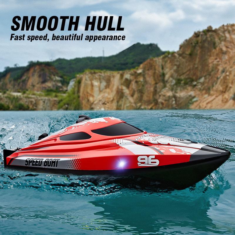 High-speed Remote Control Boat with Waterproof Illuminated 25KM/H RC Speedboat Outdoor Water Electric Toys for Children Kid Gift