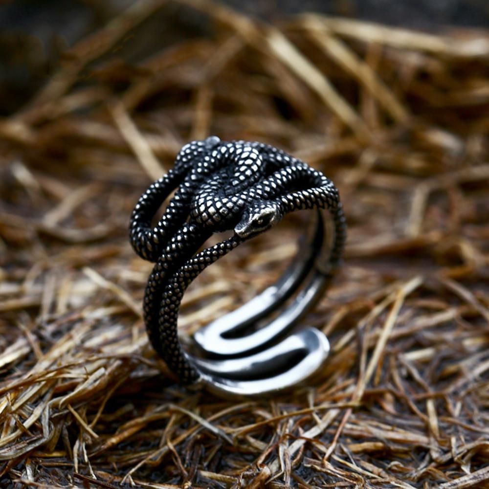 Punk Severská mytologie Jörmungandr Hadí prsten Muži Ženy Otevírací Nerezová ocel Ouroboros Viking Mužský Retro Islandské šperky Dárky