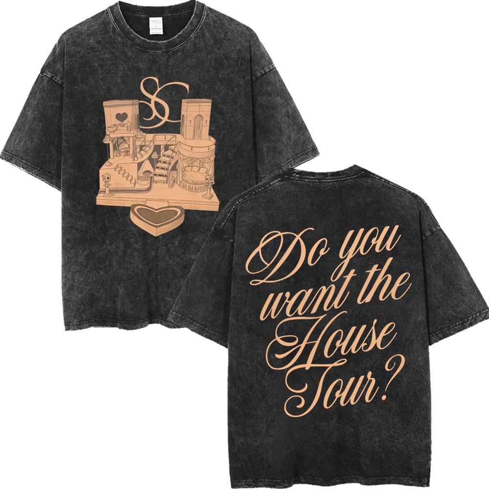 Sabrina Carpenter Album Poster Graphic T Shirt Men Women High Quality Vintage Washed Tshirt Summer Casual Loose Cotton Tshirts