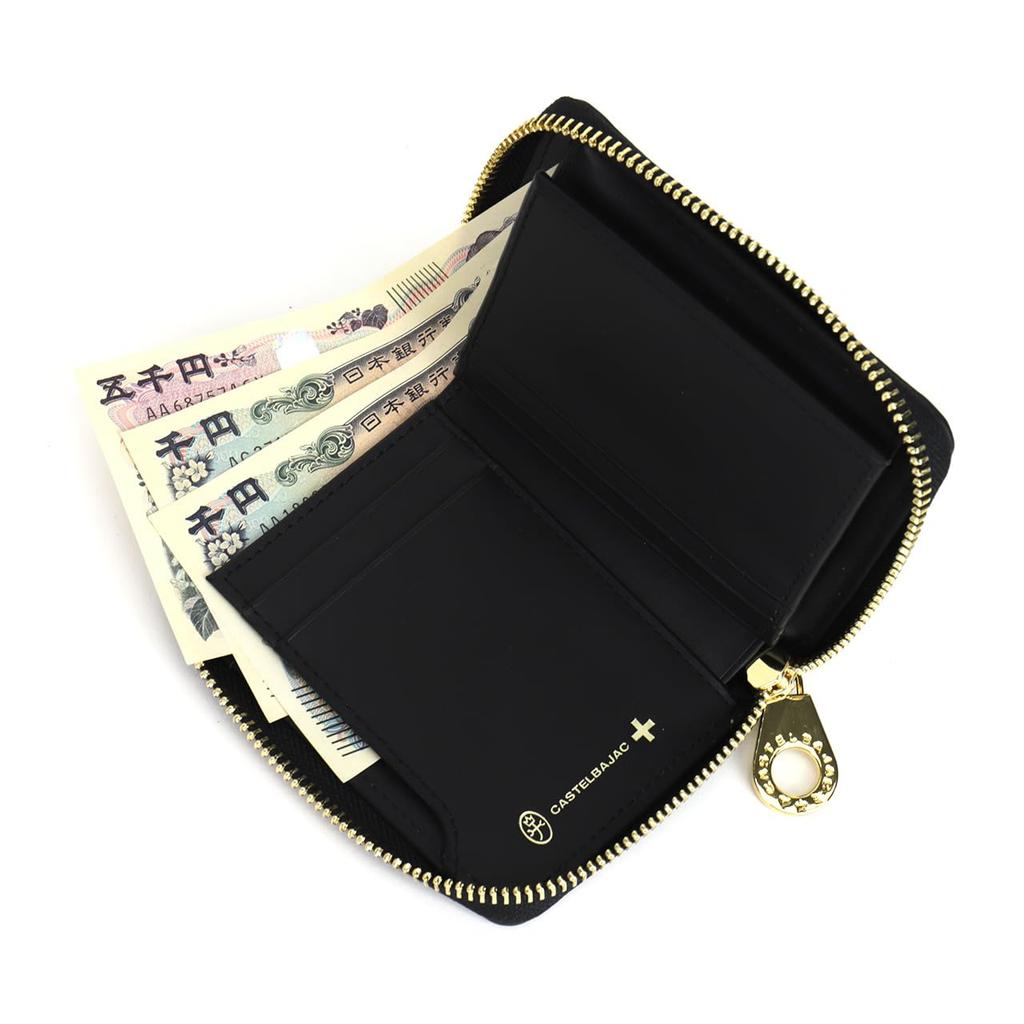Castelbajac Bi-fold Wallet with Round Zipper, Claire Accessories 068632, Black