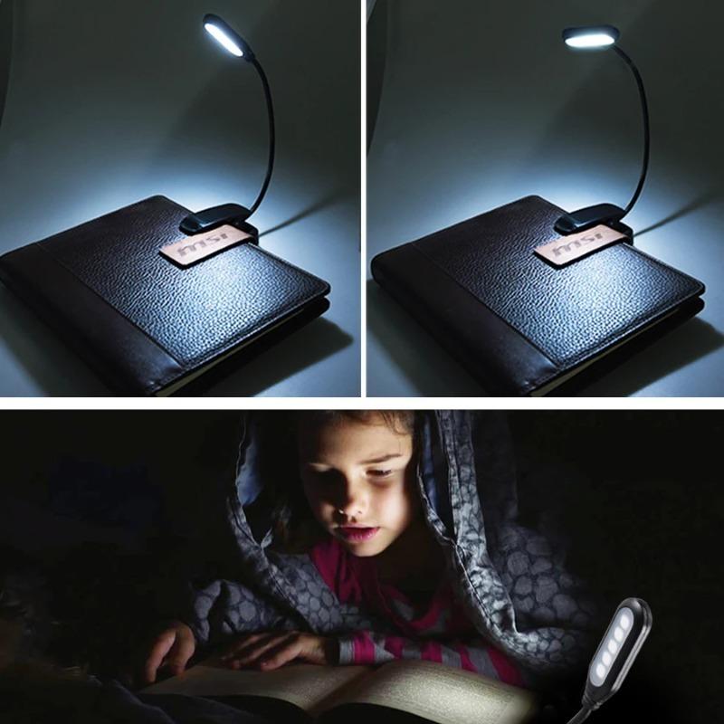 Mini Portable LED Book Light Eye Care Reading Lamp with 3 Brightness Temperatures Flexible USB Rechargeable for Bedeoom Study