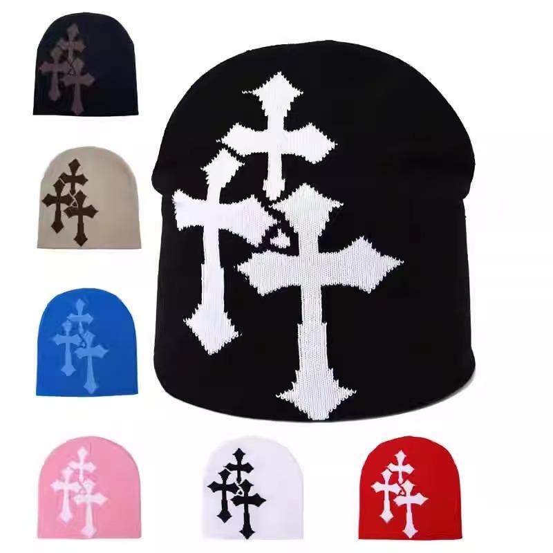1 Stück Neue Jahrtausend Kreuz Hacquard Strickmütze Herbst Winter Warm Halten Beliebte Hip Hop Beanie Street Fashion Outdoor Kälte Kappe