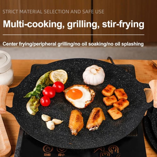 Multi-purpose griddle, yakiniku plate, iron plate, grill pan, multi-functional grill, griddle pan, yakiniku grill, uniform heat conduction, non-stick,