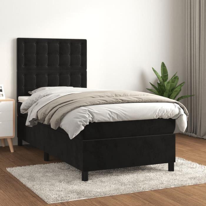 3143249 vidaXL Divan Bed with Mattress Black 100x200 Cm Velvet
