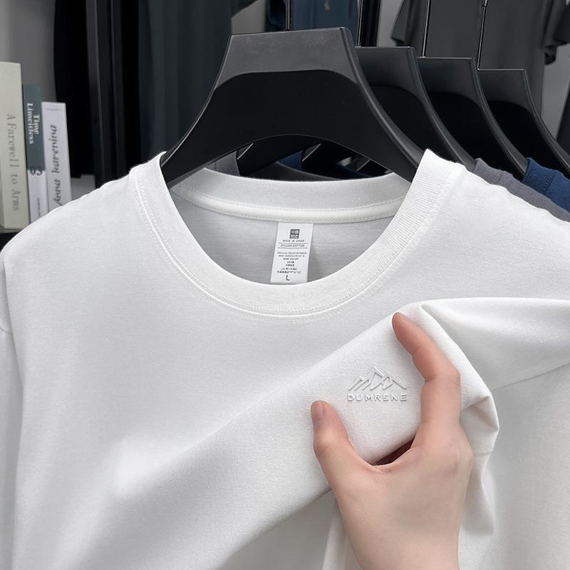 Men's Bottoming Shirt with Inner Top Men's Long-sleeved T-shirt High-end Solid Color Casual Pure Cotton Clothes