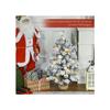 HOMCOM Sapin de Noël 92 cm, lumières LED, branches enneigées, pommes de pin, ignifuge, pied en béton