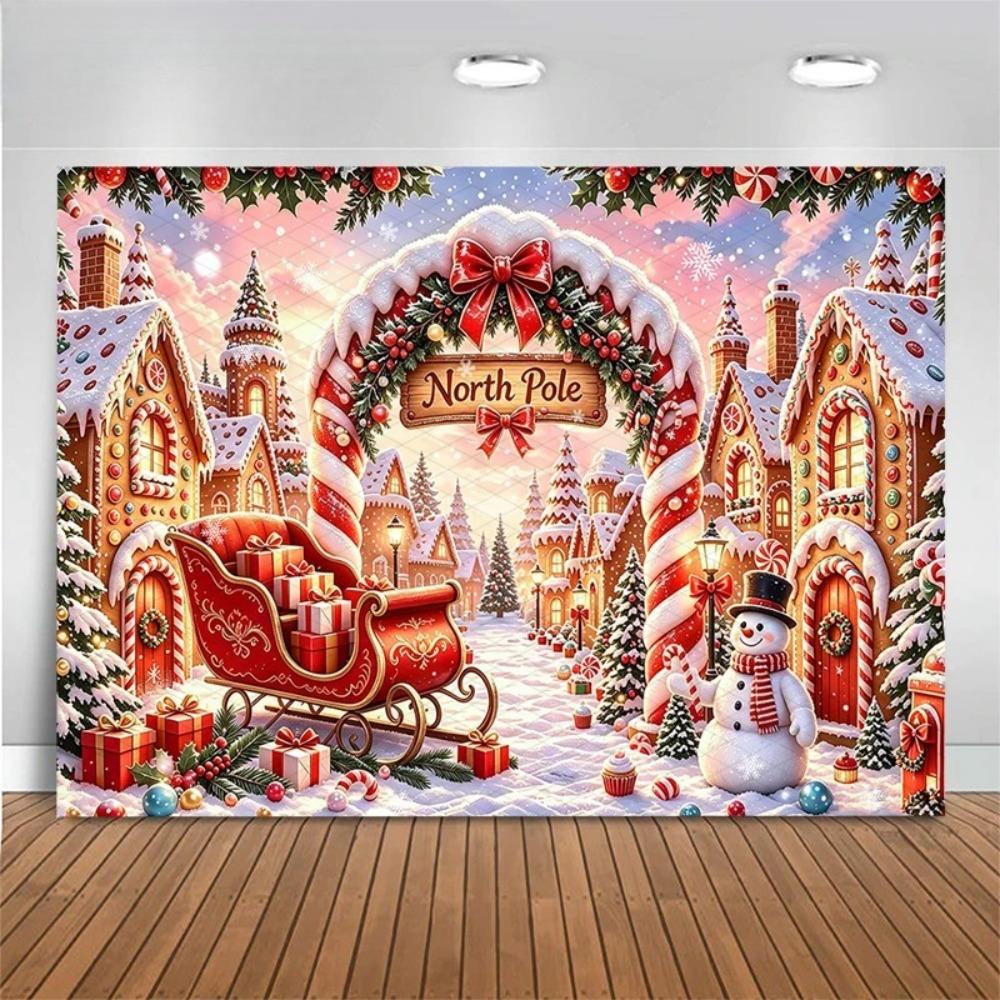 Christmas Candy Vine Sled Gift Box Theme Banner Background Children's Birthday Party Decoration Photography Background Cloth